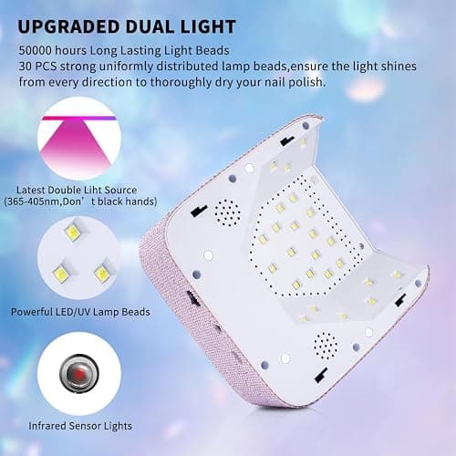 Ayshone Cordless UV LED Nail Lamp,72W Rechargeable Nail Dryer Gel Polish Light with Large LCD Display,Rechargeable Nail Curing Lamp for Salon & Home (Pearl Pink) thumbnail 5