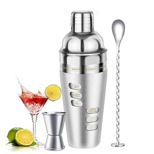 Cocktail Shaker Martini Shaker Set with Recipe, 24 oz Martini Shaker Drink Shaker Drink Mixer Stainless Steel Cocktail Shaker Set Bartender Kit - Image 1