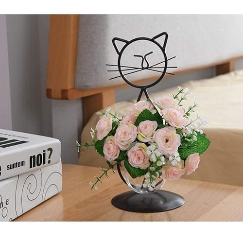 Marbrasse Desktop Glass Planter Vase Holder, Modern Creative Cat Plant Terrarium Metal Stand for Hydroponics Plants Home Garden Wedding Decoration Outdoor Planter Ideas (Style 2) thumbnail 2