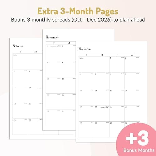 Forvencer 2027 Planner, Hardcover Calendar Planner Jan - Dec 2027, 6"x8" | Spiral Weekly & Monthly Planner, Daily Agenda Book with Tabs, Daily Journal Organizer for Office Home School, Pink thumbnail 6