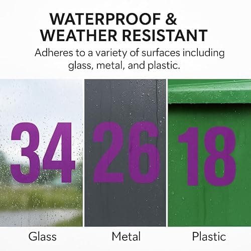 4 Inch Black Number Stickers 0-9, 6 Sheets Self Adhesive Vinyl Decals, Waterproof Durable Labels for Address Sign, Garage Door, Fence, Outdoor Labeling Numbers（Black） thumbnail 8