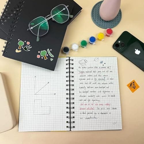 Ouzoustate Graph Paper Spiral Notebook A5 Grid Journal 5.62"x 8.4" - 4 Pack 160 Pages 100GSM Thick Paper Hardcover Notebooks for Note Taking Engineering Graphing Work School Supplies,Black thumbnail 2