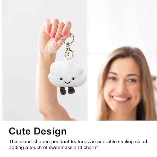 MOGITO Cute Cloud Keychain Plush Keyring, Fluffy Bag Charm Pendant for Women Girls, Soft Car Accessory for Backpack Purse Keys, plush keychain thumbnail 3