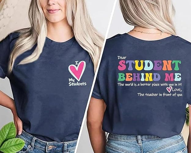Teacher Tshirts Women Dear Student Behind Me Inspirational Teacher Shirt Teacher Appreciation Short Sleeve Tee Top thumbnail 2
