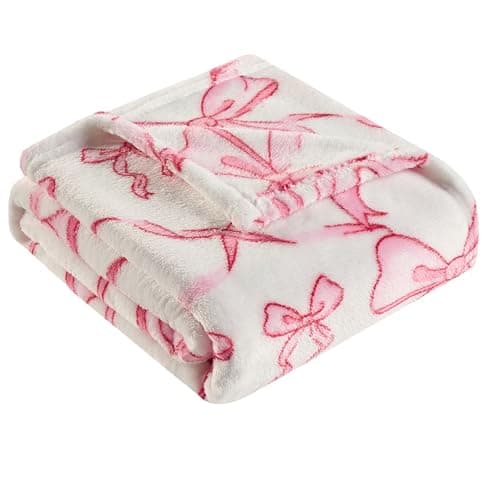 Pink Bow Baby Blankets for Girls-Soft Cute Fleece Baby Blanket-Fluffy Infant Newborn Toddler Receiving Blankets for Crib Stroller, Pink Bow Decorate Festivals Birthdays, 30x40 Inches thumbnail 4