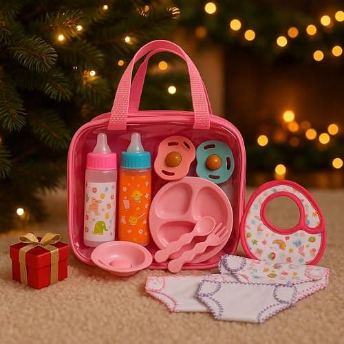 My Sweet Baby 13-Piece Doll Feeding & Diaper Bag Set – Disappearing Milk Bottles, Bibs, Pacifiers, Diapers & Accessories Set – Pretend Play Baby Doll Care Kit for Girls – Fits 12–18″ Dolls thumbnail 2