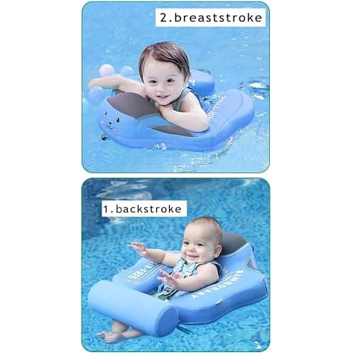 Mambobaby Float with Canopy Size Improved Non Inflatable Infant Baby Pool Float Smart Mambo Float Swim Trainer Baby Swim Float Mambo Baby Float Solid Air Free Water Waist Swimming Ring thumbnail 3