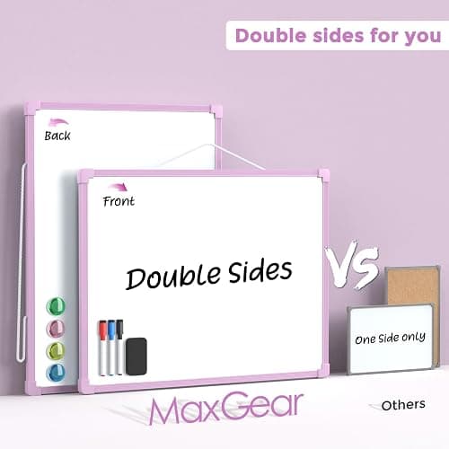 MaxGear Double-Sided Dry Erase Board for Wall, 16"x12" Hanging Whiteboard, Small Dry Erase White Board kit, Portable Whiteboard for Planning, Drawing, Memo, to Do List, Purple Frame thumbnail 5