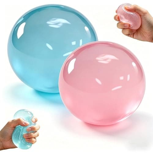 2 Pack Coconut Oil Stress Ball - Slow Rising Squishy Toy, Odorless & Non-Sticky, Easy to Clean, for Stress Relief & Focus Improvement, Gift for Adult (Blue+Pink) - Image 1