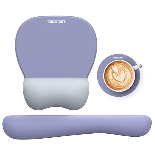 TECKNET Gel Ergonomic Mouse Pad & Keyboard Wrist Rest & Coaster | 3 in 1 Set, Pain Relief, Milk Silk Cloth, Non-Slip PU Base, Easy Typing, Memory Foam Wrist Support for Office & Home - Image 1