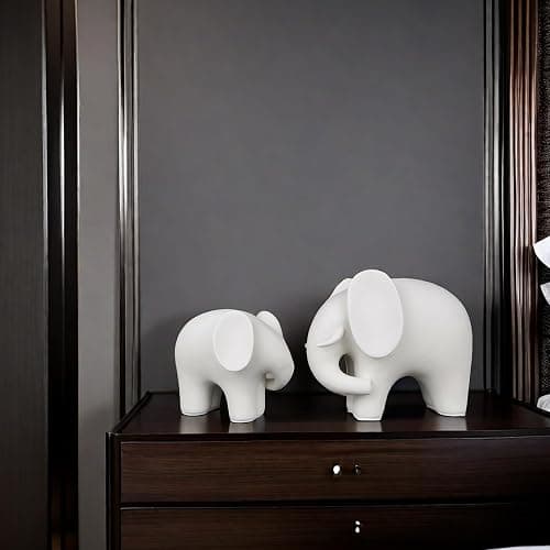 FUNSXBUG Abstract Elephant Statue Art Sculpture Figurine Collectible Gift Idea Home Decor Desktop Room Decoration Ceramics (Small) thumbnail 6