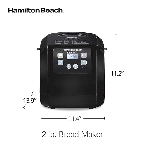 Hamilton Beach Automatic Bread Maker Machine, Digital, Programmable, 12 Settings + Gluten Free, PFAS-Free Nonstick Pan + Kneading Paddle, 2 lb Capacity, Black thumbnail 2