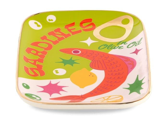 ban.do Novelty Trinket Tray, Ceramic Jewelry Dish, Small Decorative Tray for Keys or Decor, Cute Catchall Tray, Sardines thumbnail 3
