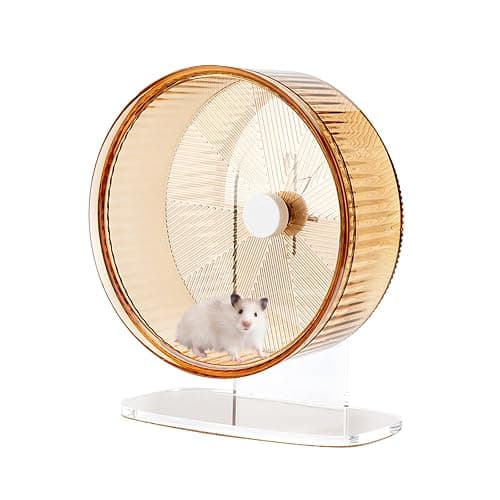 Super-Silent Hamster Exercise Wheel: Silent Spin Toys Hamster Running Wheels with Height Adjustable Stand for Hamsters Gerbils Mice Or Other Small Animals -8.5inch Yellow - Image 1