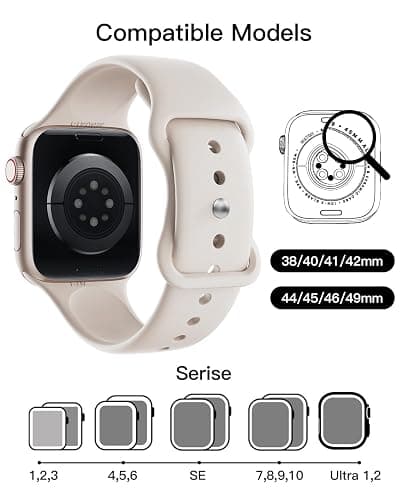 Patented Upgraded Silicone Strap Compatible with Apple Watch Straps 38mm 40mm 41mm 42mm(Series 10) for Women Men,Soft and Breathable Sport Watch Bands for iWatch Series 10 9 8 7 6 5 4 3 2 1 SE thumbnail 3