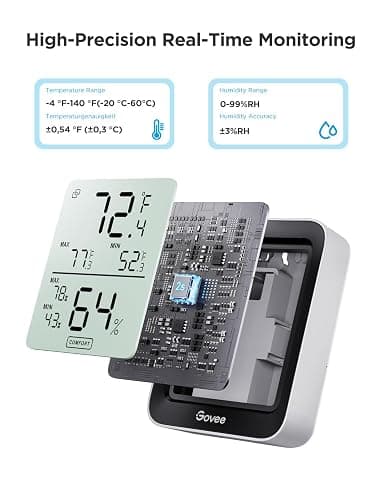Govee Indoor Hygrometer Thermometer H5075 with Bluetooth App Control | Room Temperature Humidity Meter, 164ft Remote Monitor, Smart Alerts, 2 Years Data Storage Export, for Bedroom Wine Cellar thumbnail 4