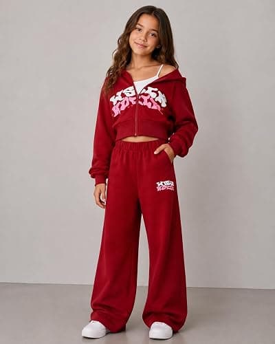 Afsmlys Tween Girls Clothes Sweatshirt + Strap Cami Top + Pants 3 Piece Outfit Set, Size 7-16 Years thumbnail 2
