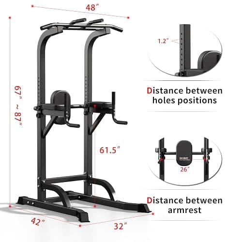 DONIUZ Power Tower Pull Up Bar and Dip Station, Multi-Function Home Gym, Strength Training Fitness Equipment, Height Adjustable thumbnail 2