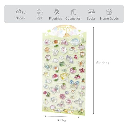 3D Cute Stickers Cartoon Butterfly Flowers Green Fruit Puff Stickers Kawaii Mini Puffy 3D Reusable Puffy for Scrapbooks Planner Journals Laptops Phone Case Decoration thumbnail 3