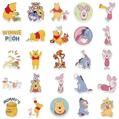 50pcs Cartoon Winnie Pooh Bear Stickers for Kids,Vinyl Waterproof Princess Decal for Water Bottle Laptop Toy Sticker for DIY Decorate Bumper Phone Hard Hat Kids Teens Gifts (Bear) thumbnail 6