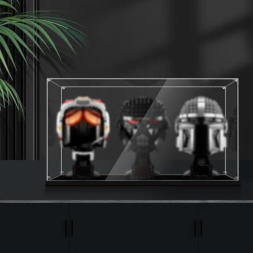 LILIKAKA Display Case for Three Lego Helmets, 21334 Jazz Quartet, 18.89x7.08x9.44inches (48x18x24cm), It can Hold Three Lego Helmets, Suitable for Lego 75304 75408 75415 75429 76285 75328 75349 etc thumbnail 2