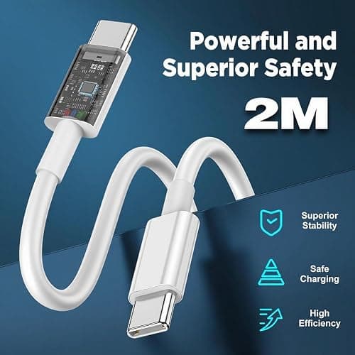USB C Charger Cable 2M Type C to Type C iPhone USBC Plug UK 20W USB-C Power Adapter Compatible for iPhone 16 Pro Max 17 Air 15 Plus, iPad Air Pro, Samsung Charger Cable Fast Charge Galaxy S25 A17 A16 thumbnail 2