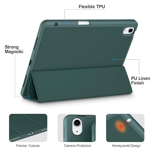 Akkerds Compatible with iPad Air 6th Generation 11 Inch Case M2 2024, for iPad Air 5th/4th Generation Case 2022/2020 10.9 Inch with Pencil Holder[Auto Sleep/Wake], PineGreen thumbnail 3