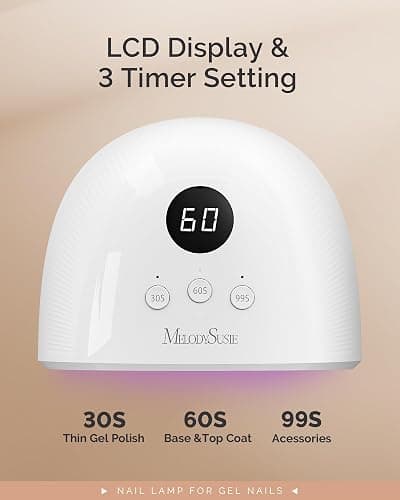 MelodySusie UV Nail Lamp P-Plus30F for Fast Curing Gel Nail Polish 36W | 3 Timer Settings,Smart Sensor,LCD Display,99s Low-Heat Mode,30 UV/LED Beads,Base Top Coat,for Beginners at Home thumbnail 5