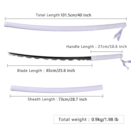 Bowen Demon Slayer Sword Real Metal,40.5-Inches Katana,Carbon Steel Samurai Sword Cosplay Anime Original Texture thumbnail 2