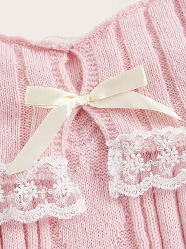 Women Y2K Off Shoulder Sweater Long Sleeve Lace Trim Open Back Straps Knitted Top Cute Pullover Jumper Crop Tops Shirt thumbnail 4