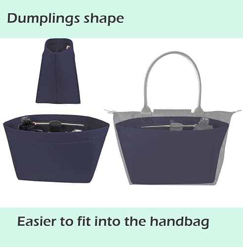 Lckaey Purse Organizer Insert for Longchamp Le Pliage Large Tote - Felt Organizer with 10 Compartments - Navy Blue thumbnail 5