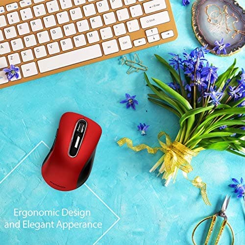 memzuoix 2.4G Wireless Mouse, 1400 DPI Mobile Optical Cordless Mouse with USB Receiver, Portable Computer Mice for Laptop, PC, Desktop, MacBook, 5 Buttons, Red thumbnail 6
