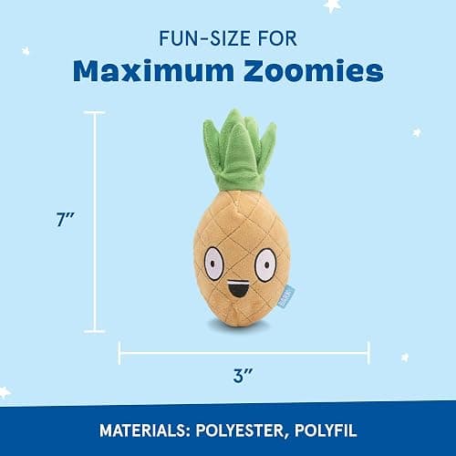 Barkbox Dog Toy 2 in 1 Interactive Plush Exterior with Squeaker & Crinkle Material, Tearable Dog Toy with Squeaky Spikey Ball Inside, Ideal for Toy Destroyers - Penny The Pineapple, Small thumbnail 3