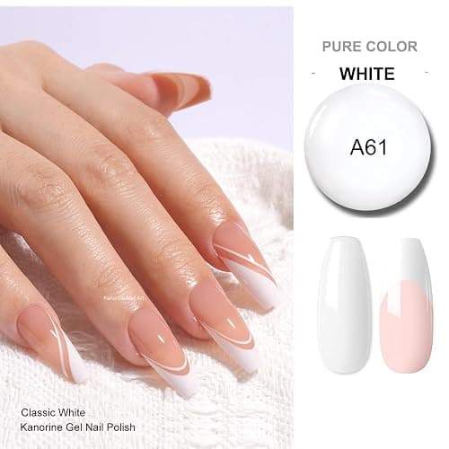 KANORINE Gel Polish Soak-Off UV/LED White Colour Gel Nail Polish white Color Coat Gel Nail Varnish Nail Art TYPE french manicure Long Lasting 10ml thumbnail 4