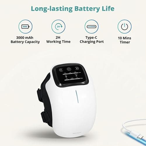 Medcursor Knee Massager, Cordless Heated Knee Massager with 3 Heating Levels, 3 Vibration Modes, LED Screen & Adjustable Straps, Massage with Heat for Relief thumbnail 8