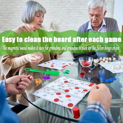 Dacefloy Magnetische Stäbe und Bingo Chips Set Magnetstab 100 Metall Ringed Discs Wissenschaft STEM Kit Lernzubehör Familie Spiel Nacht Lotto Token (Grüner Satz) thumbnail 3