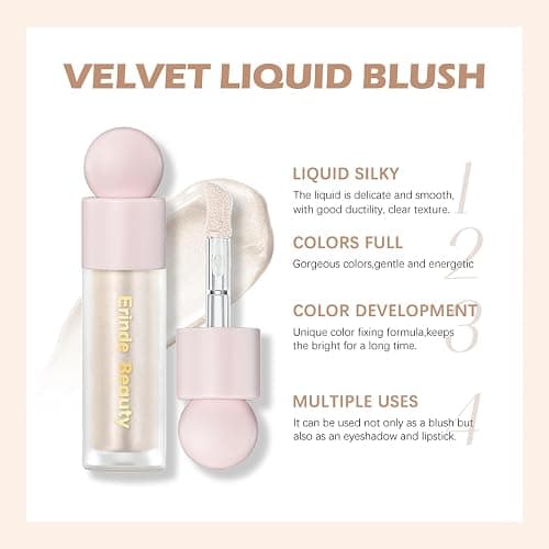 Erinde Liquid Highlighter, Face Bronzer Stick, Natural Glossy Finish, Lightweight Blendable Silky Smooth Cream Illuminator, Cruelty-Free, 01# Moonlight thumbnail 5
