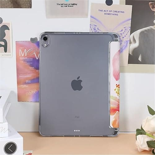 Pink Lilies and Hibiscus Flowers Case Compatible with IPad 9th 8th 7th Generation 10.9 Inch 2021/2019/2018,Funny Cover with Trifold Stand + Pencil Holder for Boys Girls,iPad Air6 11inch 2024 thumbnail 4
