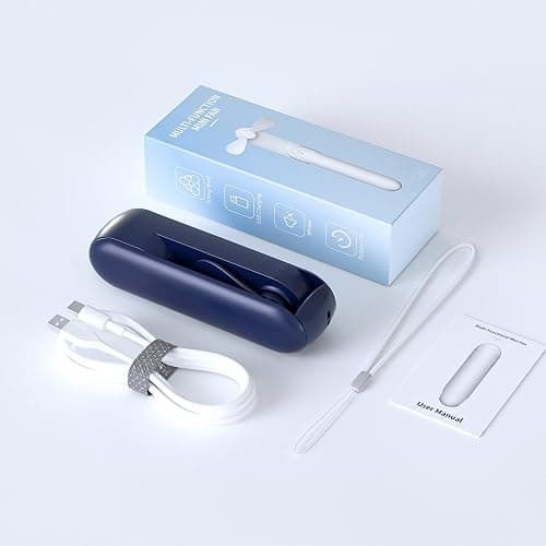 Lerat Portable Handheld Fan, 2 IN 1 Mini Hand Fan, Battery Operated [8-15 Working Hours], USB Rechargeable Personal Foldable Fan for Indoor, Small Pocket Fans Travel Essentials for Outdoor (Blue) thumbnail 9