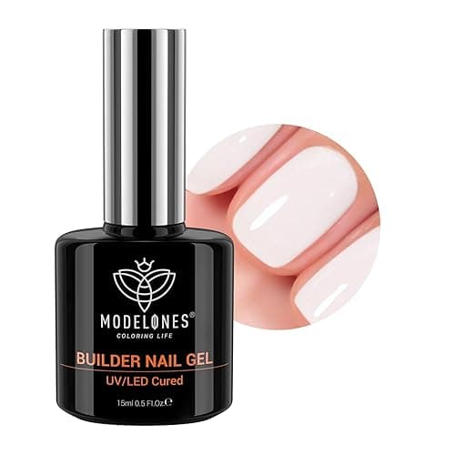 modelones Builder Nail Gel, Milky White Builder for Nail Thickening, 8-in-One LED Lamp Cured Strengthener Hard Color Base Extension Glue Gel Polish in a Bottle for Home DIY Salon Women - Image 1
