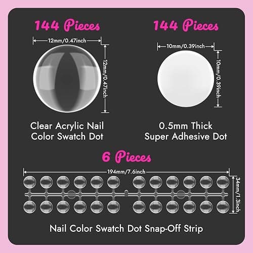Finea 144pcs Gel Nail Polish Color Display Swatch Dots with Stickers Clear Transparent Acrylic Plastic Labels Nail Art Paint Color Analysis Chart Sample Accessories Nail Tech Must Have Salon Supplies thumbnail 5