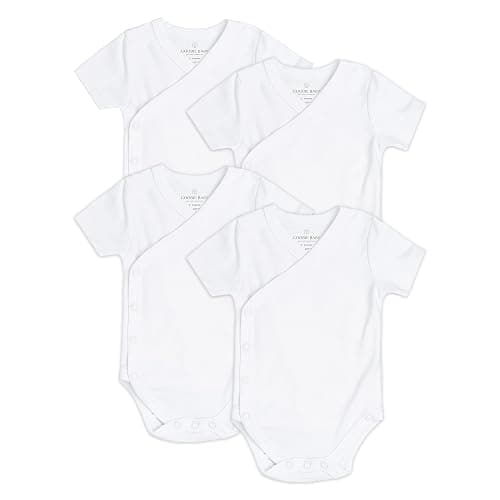 Baby Side Snap Bodysuit Set, 100% Cotton Boy Girl Unisex Kimono Onesie, 4 Pack - Image 1