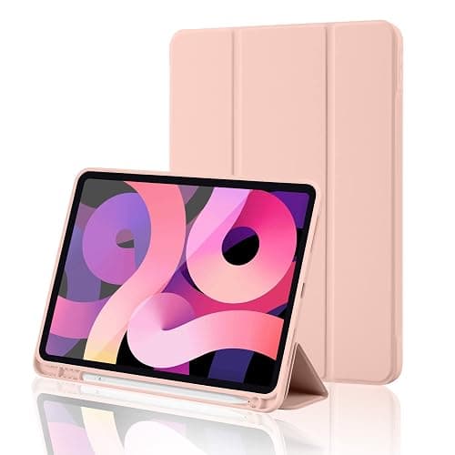iPad (A16) 11th Generation Case 11 Inch 2025, iPad 10th Generation Case 2022 10.9 Inch with Pencil Holder, Soft TPU Back Slim Smart Protective Trifold Stand Cover, Auto Wake/Sleep, Rose Gold - Image 1