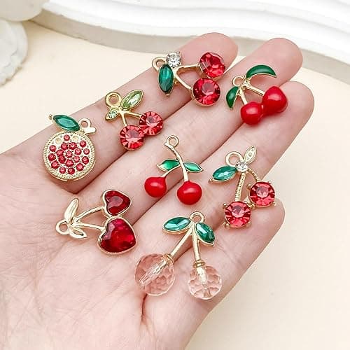 30Pcs 3D Enamel Cherry Charm Pendants for Necklaces Red Pink Cute Fruit Charms for Jewelry Making Alloy Strawberry Charms for Bracelets DIY Earrings Keychains Craft Charm Women Jewelry Accessories thumbnail 7