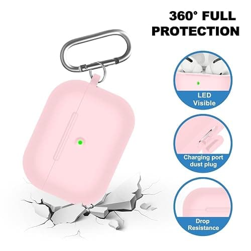 Woyinger for AirPods Pro Case Cover with Cleaner Kit,Soft Silicone Case for Air Pod Pro 1st/2nd Generation-Light Pink thumbnail 4