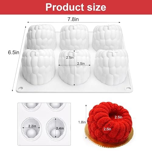 Juome 3D Raspberry Silicone Molds for Mousse Cake - 6 Cavity Fruit Pudding Raspberry Mold for Baking Pastry, Ice Cream, Cake Decoration Mould Supplies thumbnail 3