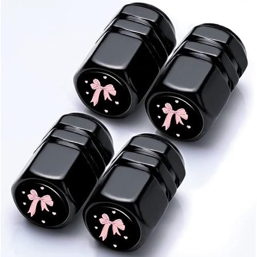 Bow Tire Valve Stem Caps Bow Car Accessories 4Pack Tire Air Cap Aluminum Alloy with Plastic Liner Corrosion Resistant Leak-Proof for Car SUV Bike Motorcycle Valve Decor Gifts - Image 1