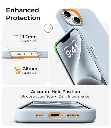 AOTESIER Compatible with iPhone 14 Case, Full Body Food-Grade Silicone Wear-Resistant, Anti-Drop Protection with Soft Anti-Scratch Microfiber Lining Phone Case for iPhone 14, 6.1 inch,Baby Blue thumbnail 6