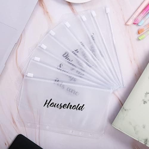 SKYDUE Budget Binder, Money Saving Binder with Zipper Envelopes, Cash Envelopes and Expense Budget Sheets for Budgeting (White/Black) thumbnail 2