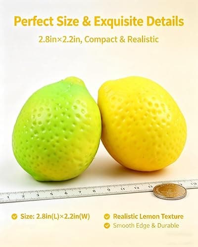 Lemon Squishy, 2PCS Realistic Lemon Stress Balls, Color Changing Fruit Squishies Fidget Toys for Adults & Kids, Slow Rising Squeeze for Adults Office Home Desk, Stress Relief Sensory Toy thumbnail 7